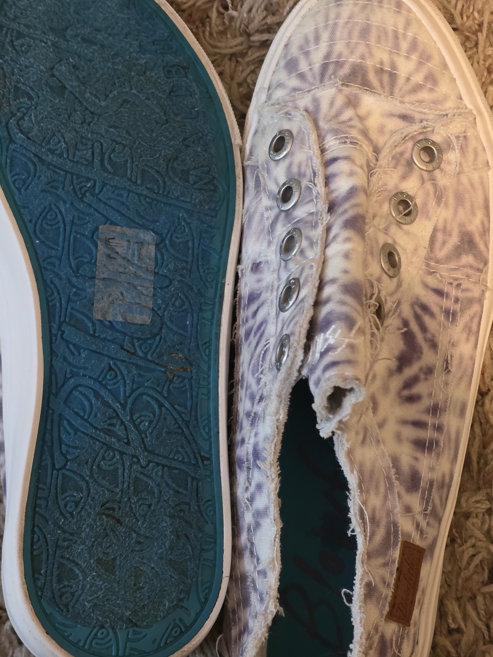 Blowfish Lavender Tie-Dye Slip-On Sneakers with Teal Soles